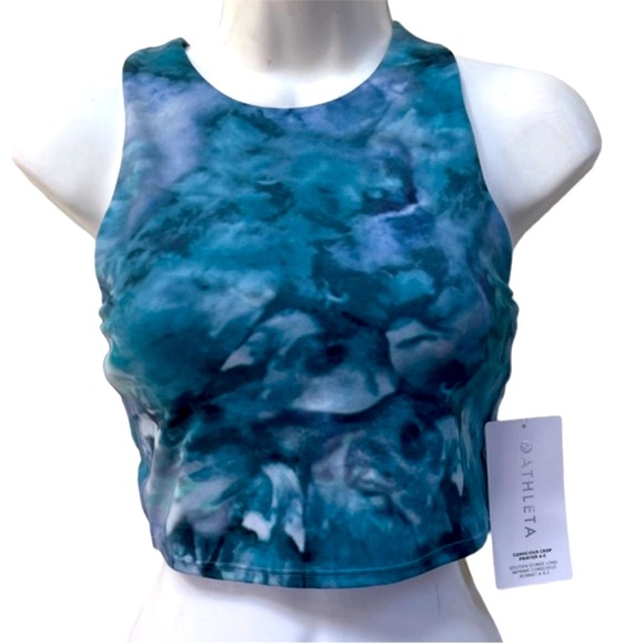 ATHLETA Conscious Crop Printed Bra A-C, Solarize Chrome Blue NWT - Picture 9 of 12